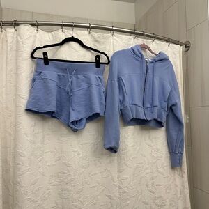 JoyLab Light Blue Zip-Up Hoodie and shorts